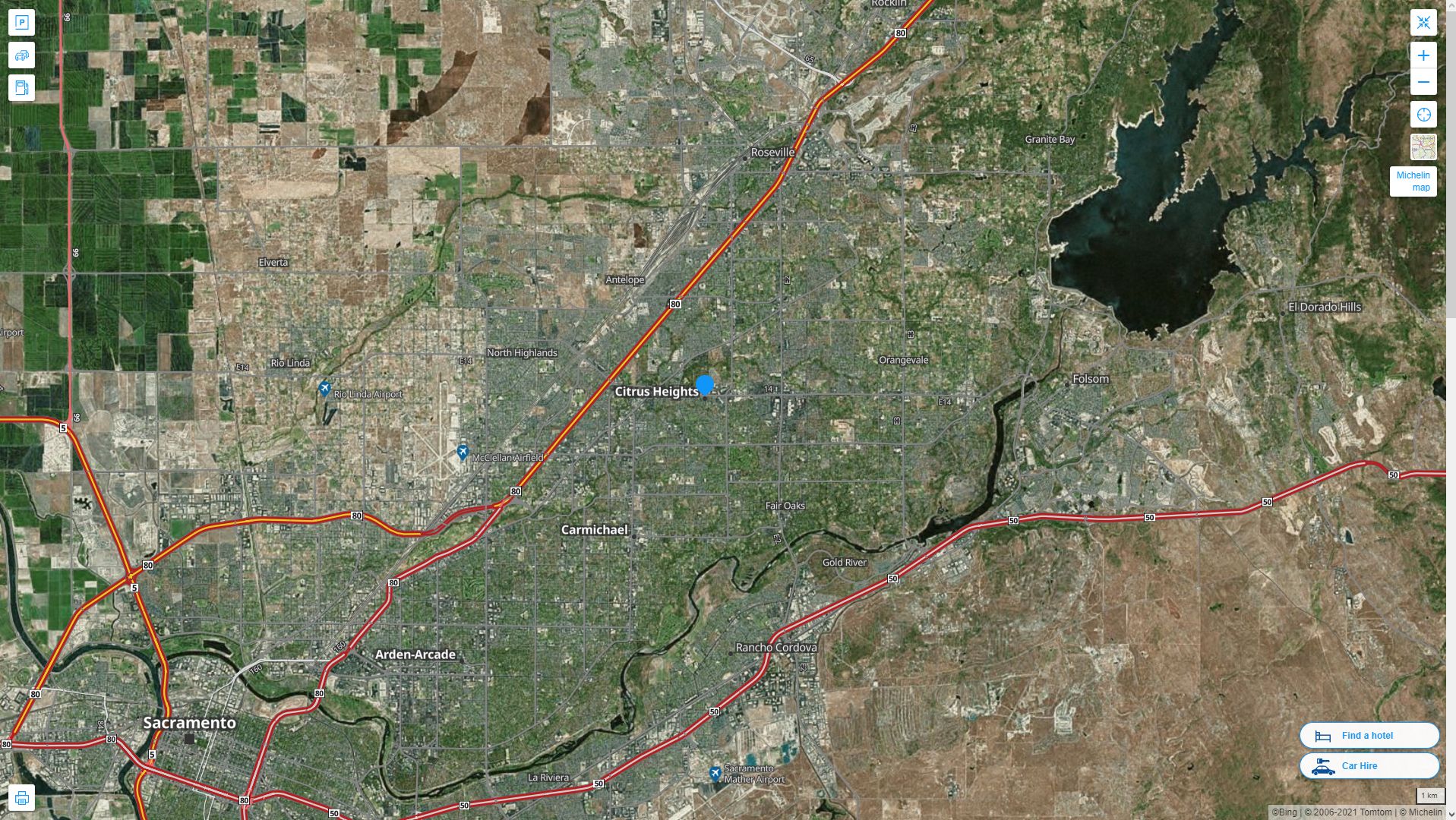 Citrus California Highway and Road Map with Satellite View